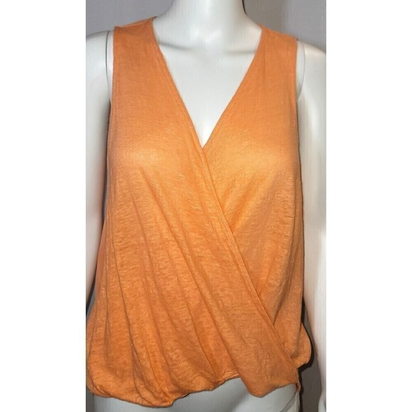 Femme Twist Crossover 100% Linen Tee - Size L - Picture 1 of 8